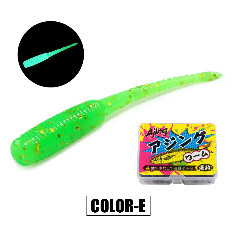 Spinpoler 20 teile/schachtel Ajing Weiche Angeln Köder 3,5 cm Rockfish TPR Swimbaits Nachtlicht Wurm Eis Jig Künstliche Köder Bass Tackle