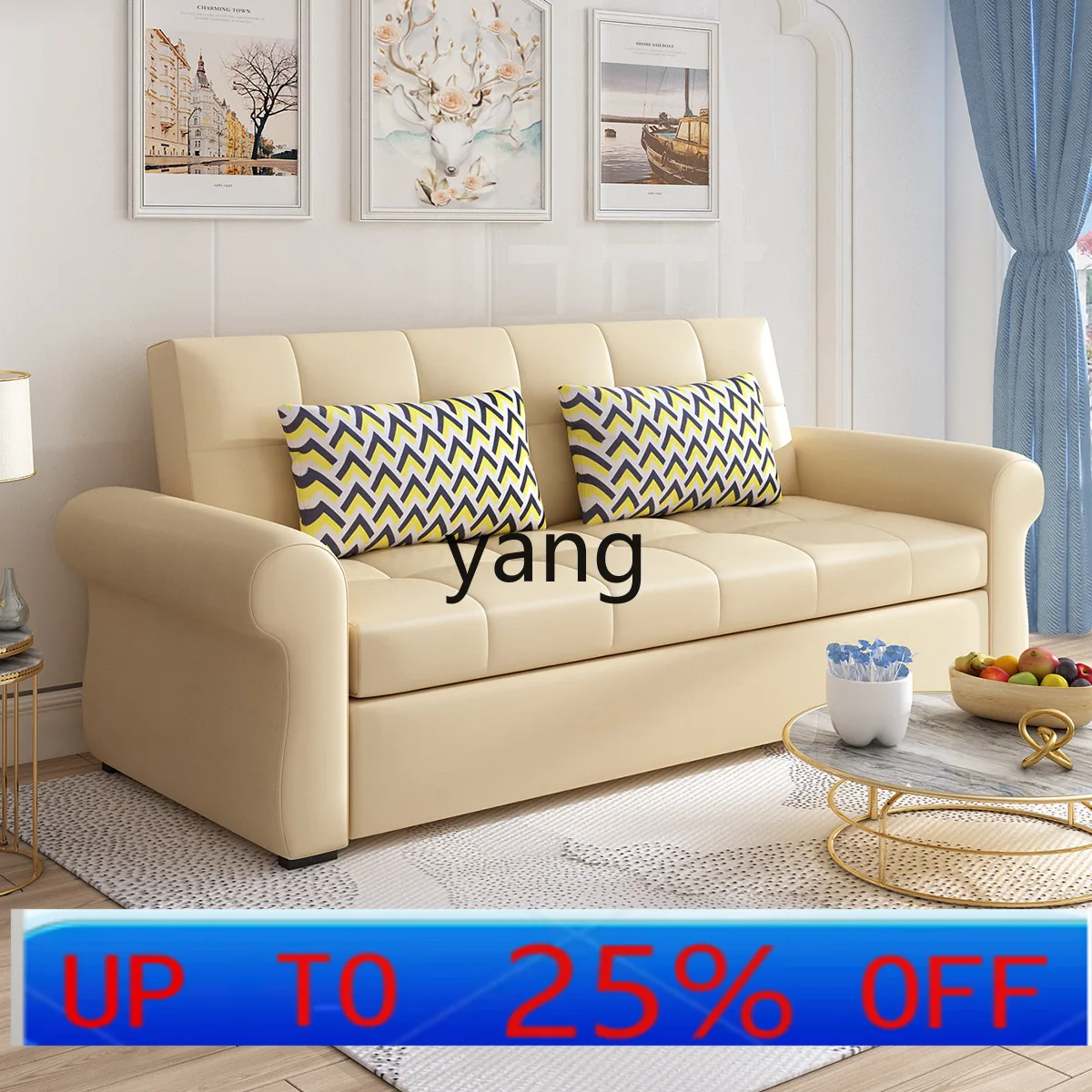 

LMM single and double dual-purpose foldable multi-functional fabric study office lunch break sofa