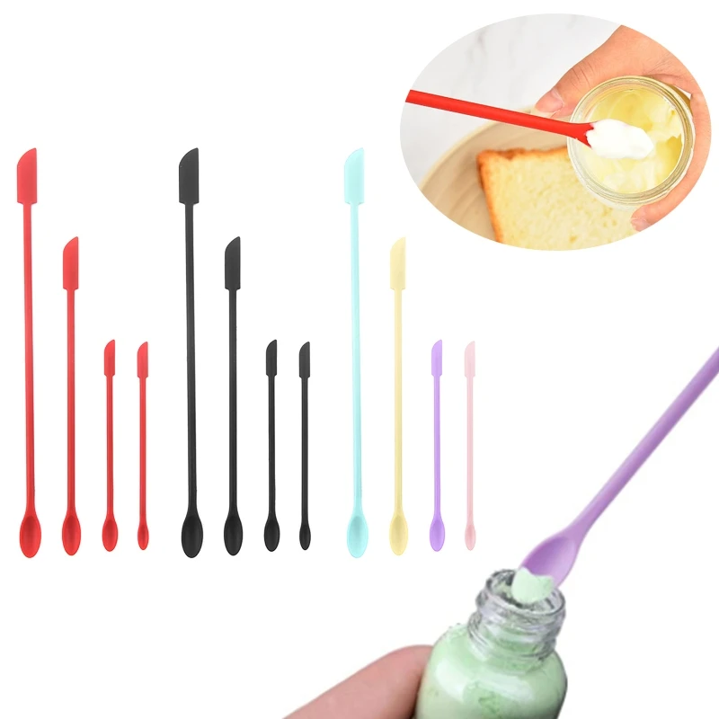 Mini Silicone Spatula Set- Small Rubber Spatula for Makeup- Thin Jar Scraper for Kitchen Dropship