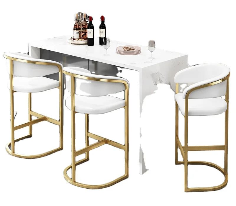 

Home Furniture Fashion Design bar Chair Steel White Leather bar Stool Chair