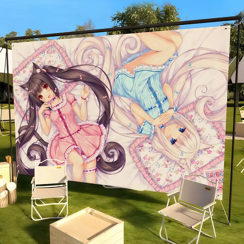 Klassische schöne N-Nekopara-Mädchen-Flagge für Wohnzimmer, Zuhause, Wohnheim, Dekoration, Wand, Outdoor, Camping, Party, Banner, Geschenke – Detail 4