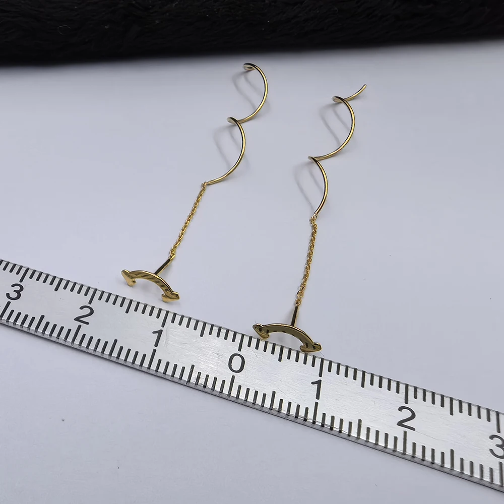 Sinya Pure 18 قيراط Au750 الذهب شرابة انخفاض القرط الوجه المبتسم تصميم جديد وصول أفضل هدية للنساء السيدات الفتيات #4