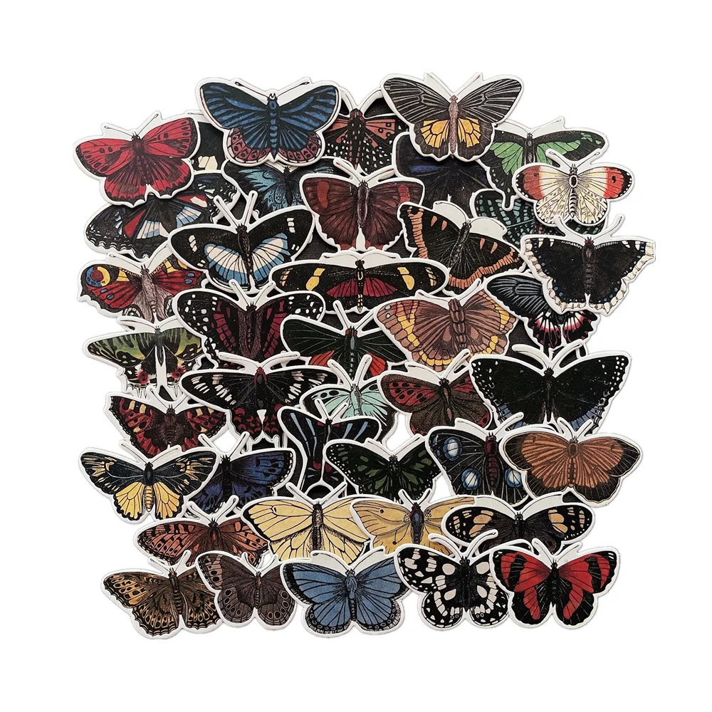 

42pcs Vintage butterfly specimen Stickers Crafts And Scrapbooking stickers kids toys book Decorative sticker DIY Stationery