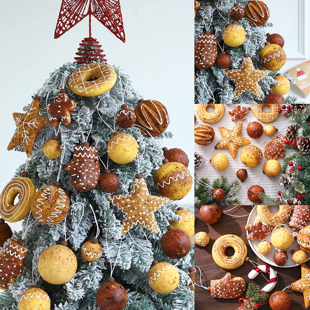 

43pcs/set Christmas Ball Pendant Cookies Snowflake Gingerbread Man Donut Ball Ornament Christmas Theme Party Christmas Tree Deco