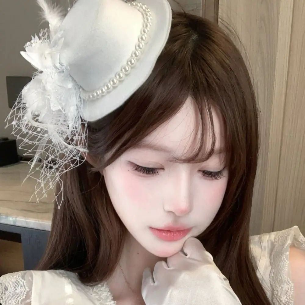 Retro Exquisite Vintage Fascinator Hat Elegant Flower Bride Headdress Top Hat Headpiece Small Top Hat Dance Show