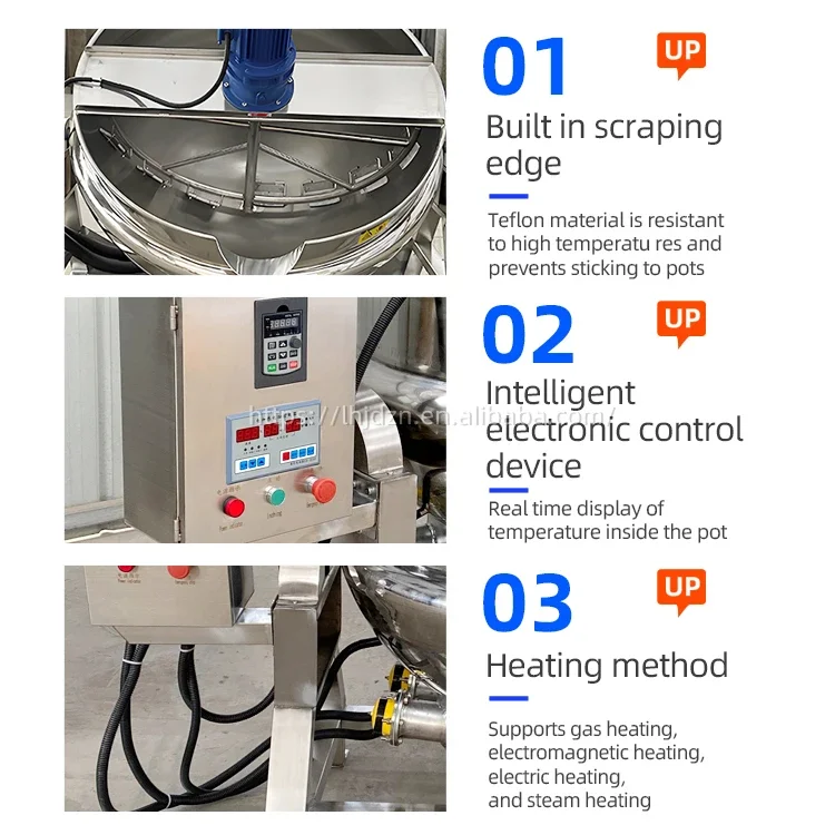 Industrial Automatic Cooking Machine Electric Gas Steam Planetary Stirring Jacketed Kettle Pot with Agitator Vacuumed Cooker