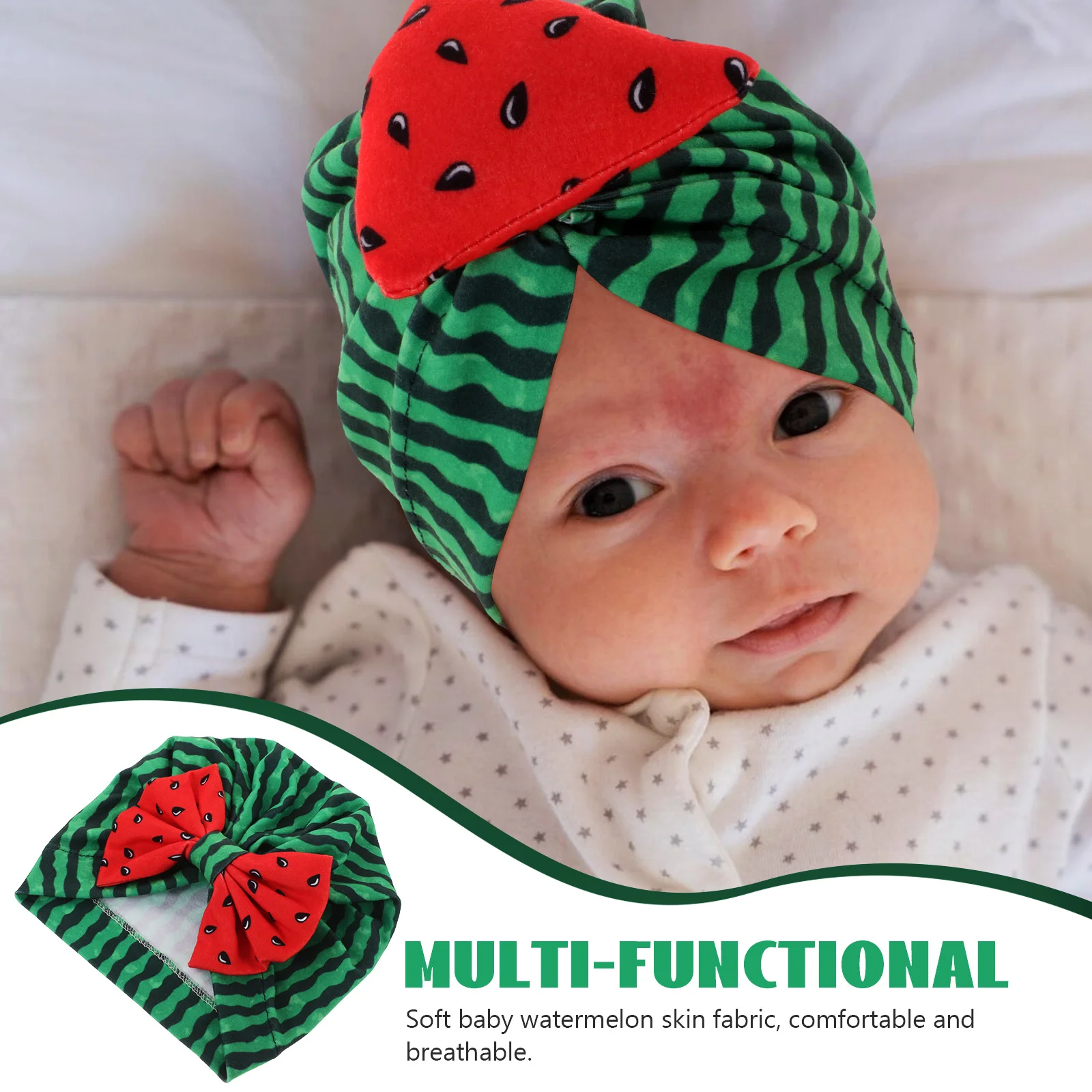신생아 수박 패턴 아기 터번 모자 가볍고 부드러운 통기성 유아 비니 남아 여아 아기 모자