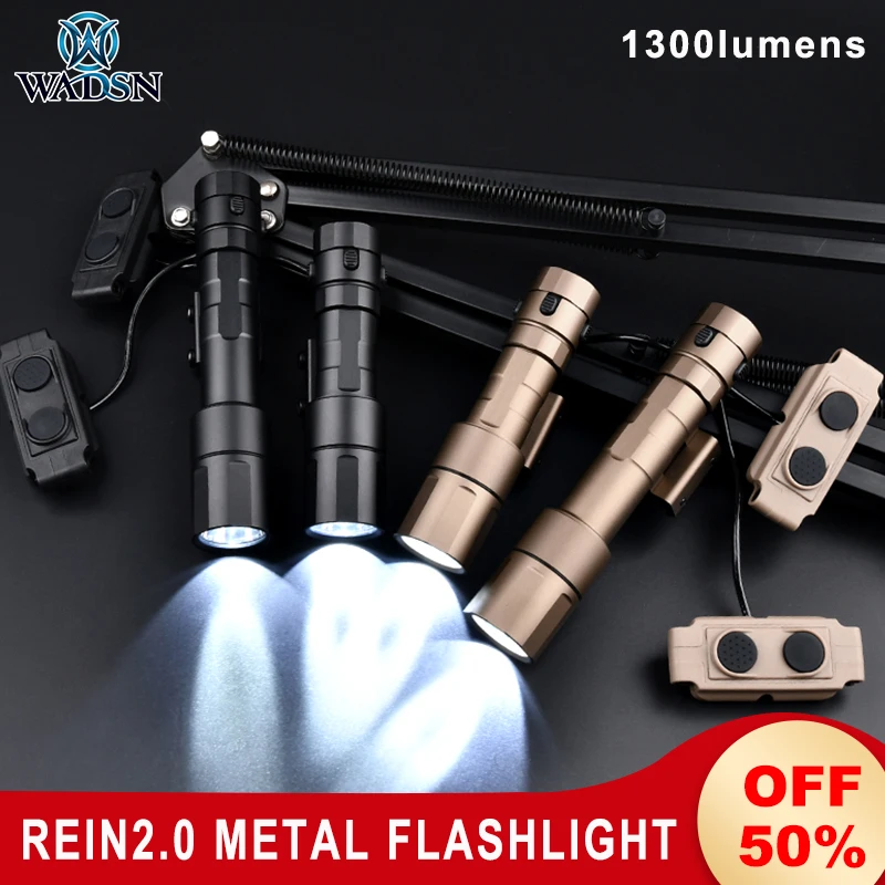 

Wadsn Mic 2.0 Rein Flashlight Metal 1300Lumens M600 Tatical Scout Light with Dual Function Switch for 20mm Picatinny