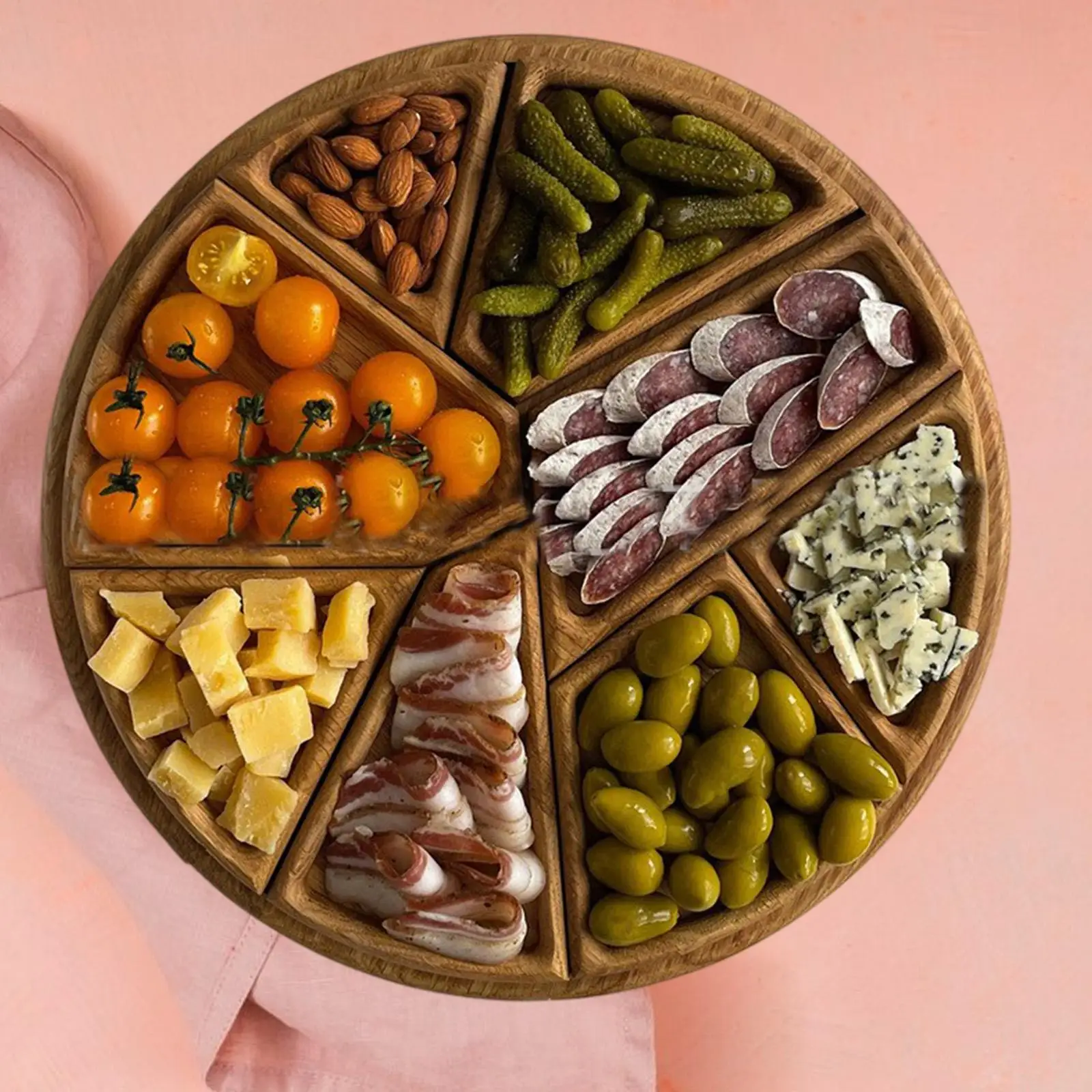 

Деревянный сервировочный поднос, креативная сервировочная доска с отделениями, десертное блюдо для закусок, вечерние конфеты, десертное блюдо с орехами, овощное блюдо