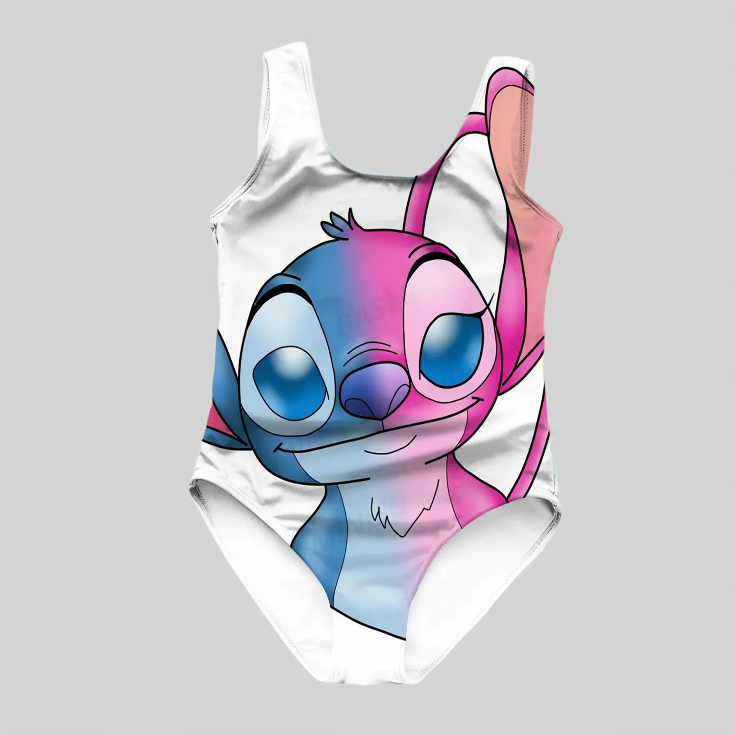 MINISO Disney Girls and Women Swimwear Cartoon Print Swimsuit Blue Pink Stitch Love Kids and Adult Fashion Summer New Arrival