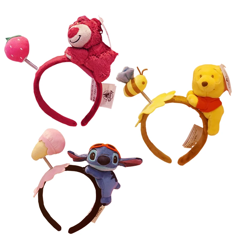 Pluszowe 3D Disney Ears bubunie The Pooh opaski na głowę kobiety uroczy ścieg opaski na włosy dziewczyna Kawaii Lotso akcesoria do włosów dla dzieci