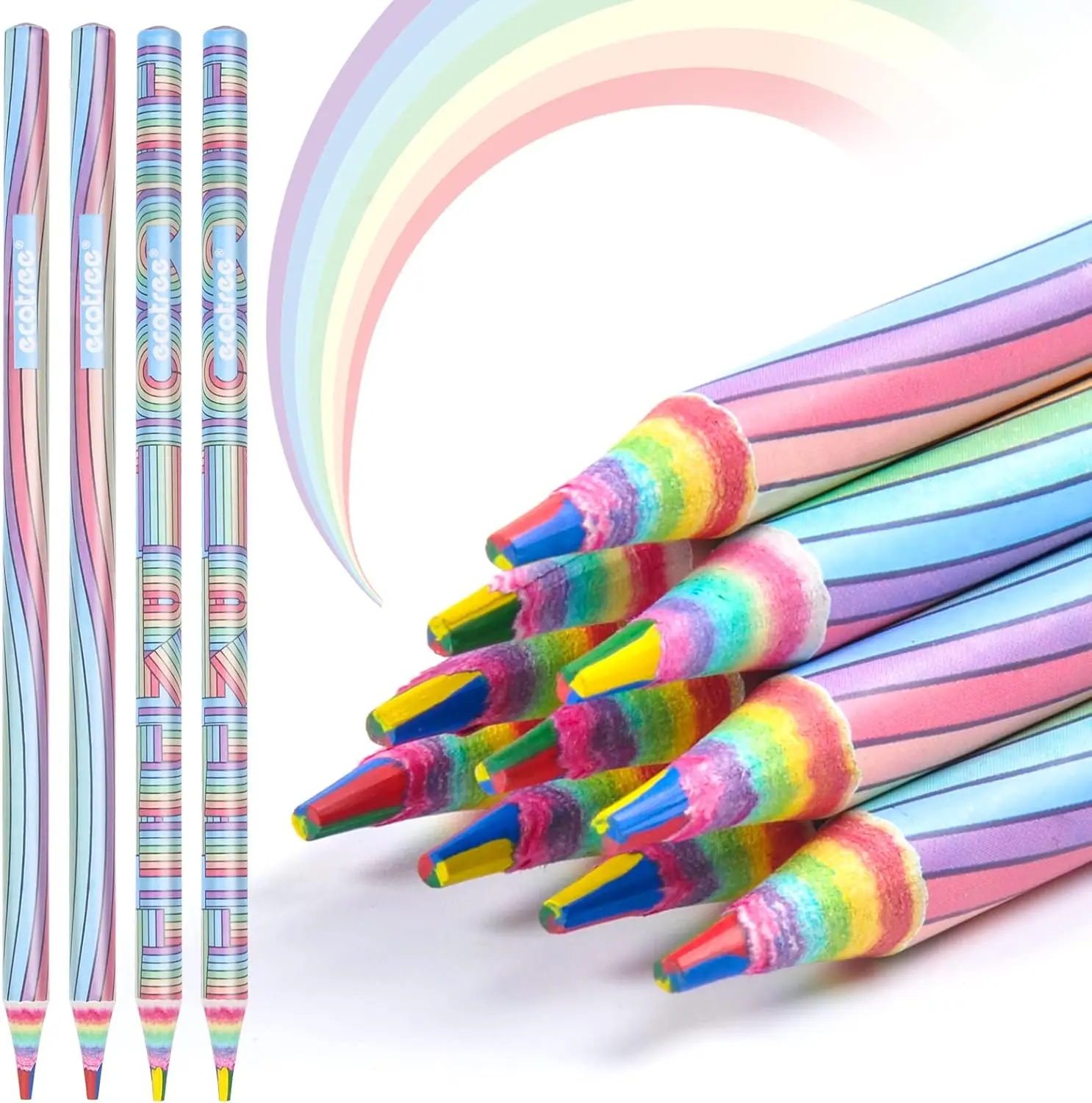 

Rainbow Colored Pencils Set, 12 Pack for Coloring Books and Art Drawing, Vibrant Pre-Sharpened Supplies