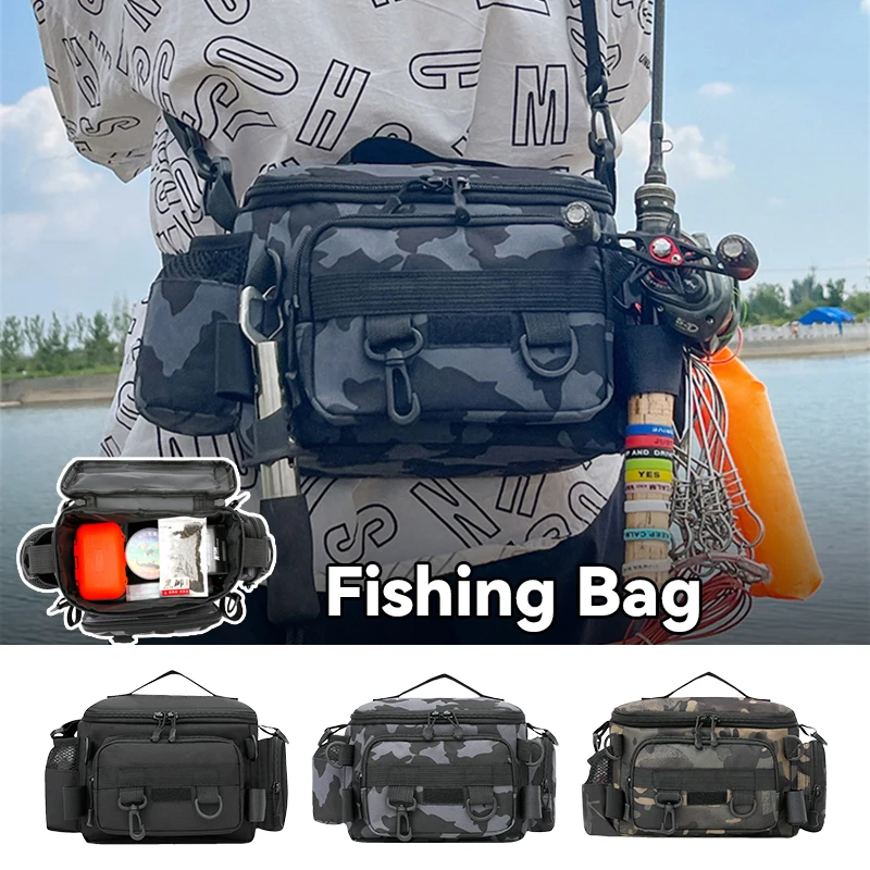 

Fishing Tackle Backpack Lure Box Gear Storage Bag Fanny Pack For Men Fly Fishing Backpack With Rod Holder Sling Shoulder Bag New