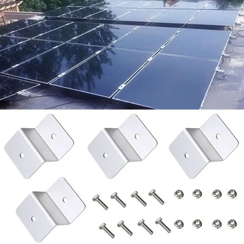 Rust Free Solar Power Panel Mounting Brackets Z Holder Aluminum Alloy Support Hardware for RV Boat Motor Home Flat Roof