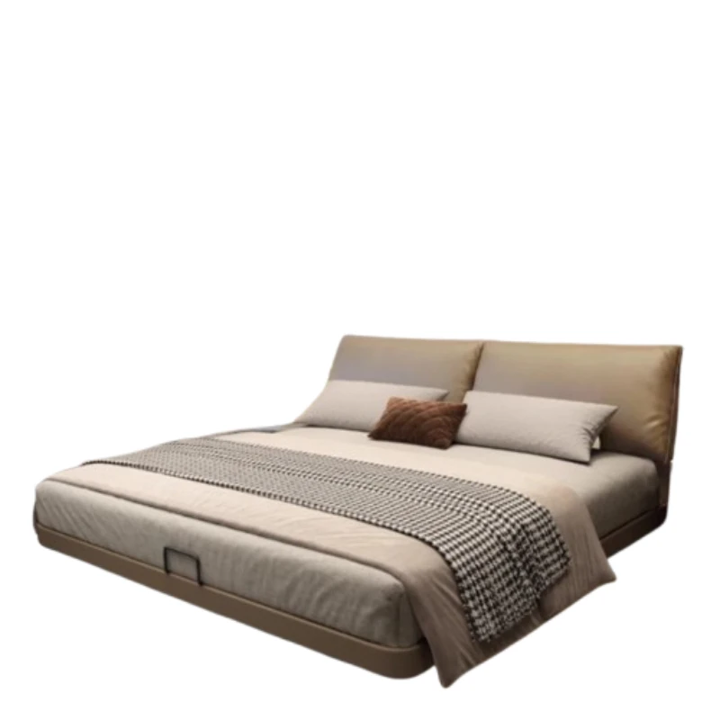 صالة تخزين سرير مزدوج للبالغين ألواح أمامية منزلية صلبة سرير مزدوج أثاث غرفة نوم عائم حديث من Muebles Para Hogar