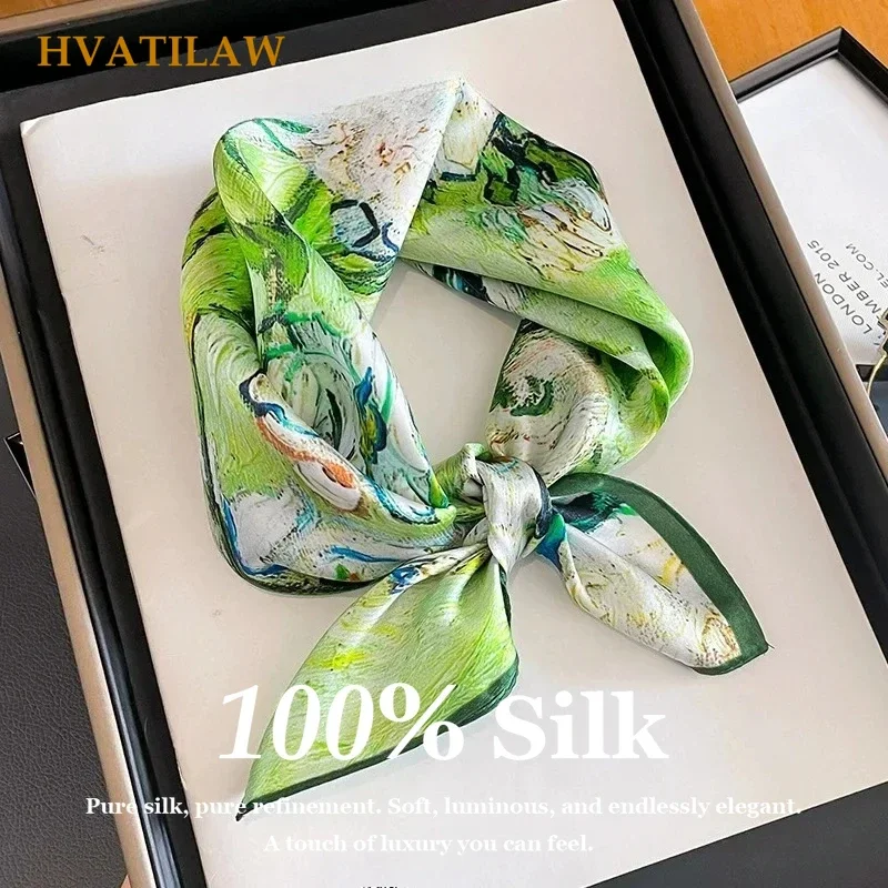 Summer Square Scarves 100% Real Silk Scarf Women Pashimina Poncho Shawl Wrap Hair Wrap Bandana Bag Ribbon Hijab Foulard Bufanda