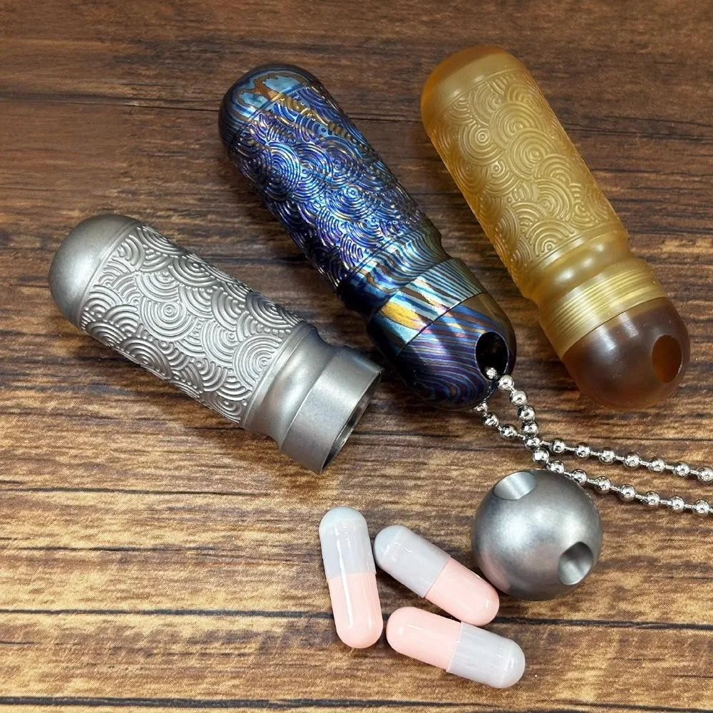 Titanium PEI Perfume Bottle Perfume Waterproof Medicine Pill Box Necklace Pendan