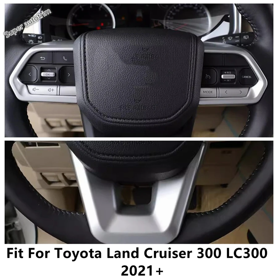 Car Steering Wheel Decoration Cover Trim Matte Interior Accessories Modification For Toyota Land Cruiser 300 LC300 2021 - 2024