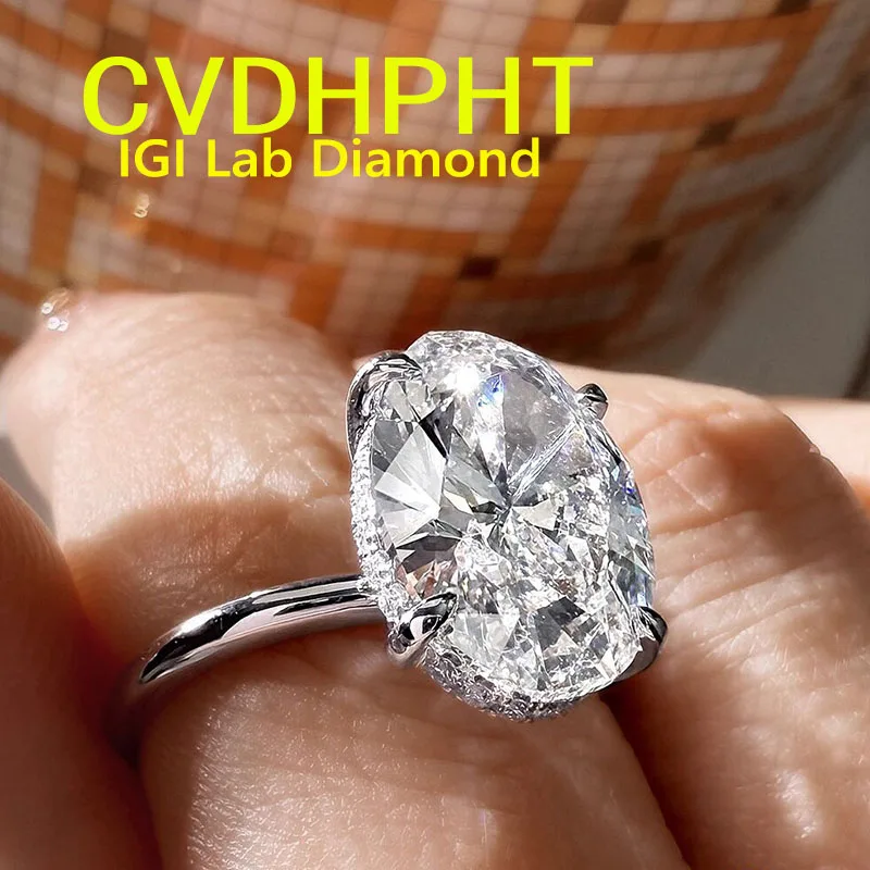 

Engagement Ring real Gold Ring IGI Lab grown Diamond Ring Oval shape D VSDiamond wedding ring Factory