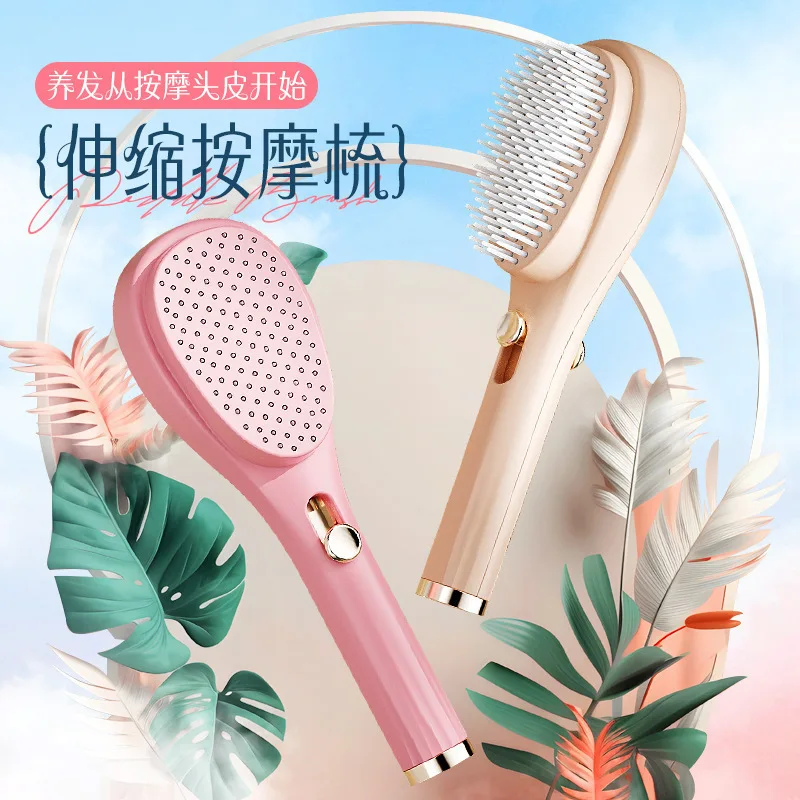 Aov Retractable Massage Comb Portable Anti Static Scalp Massage Hair Detangle Broken Hair Removal No Damage Volumizing Home Use