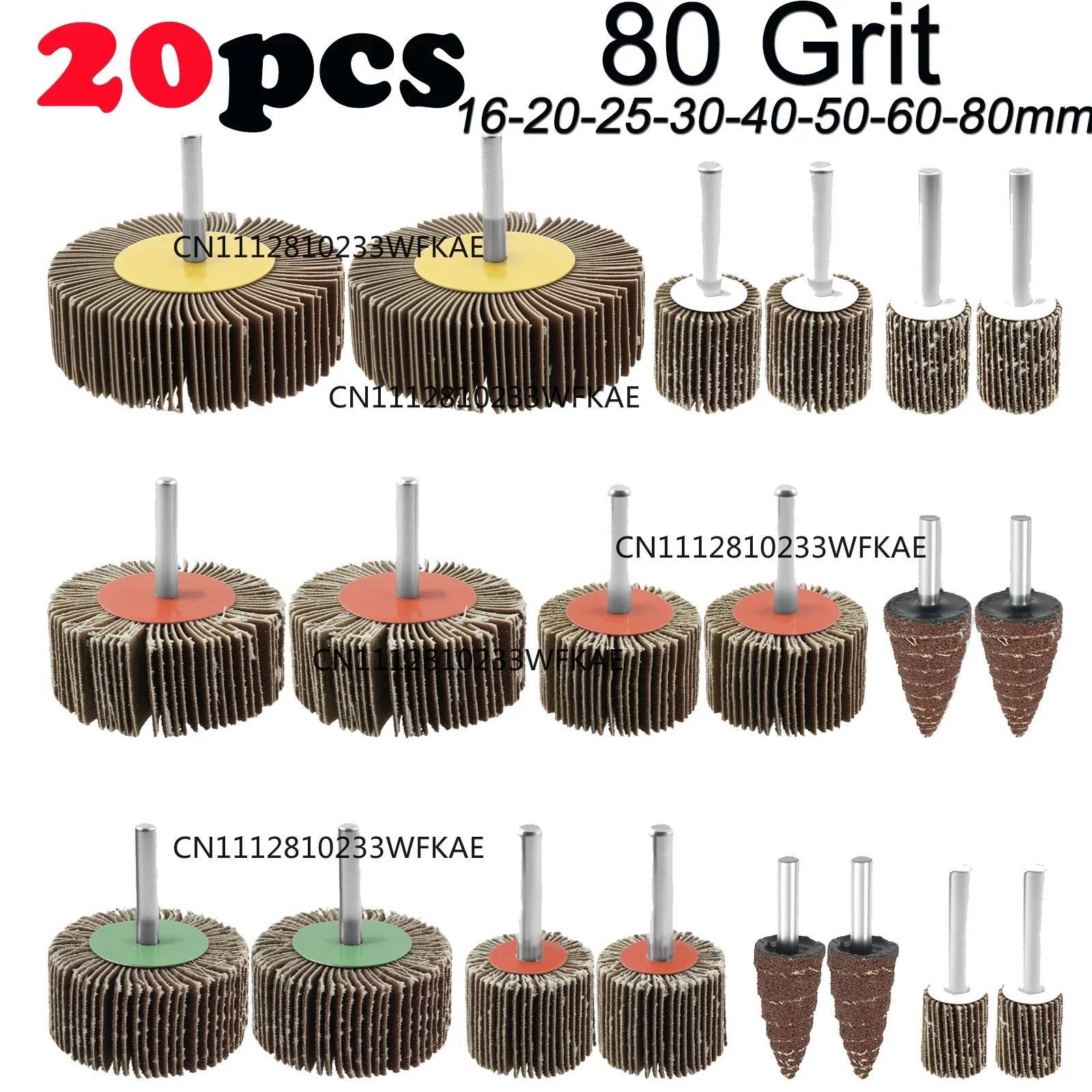 20PCS Abrasive Flap Wheel Sander 80 Grit 1/4 Inch Shank Buffing Sandpaper Flap Wheel Accessories Rotary Tool for Metal Wood Gri