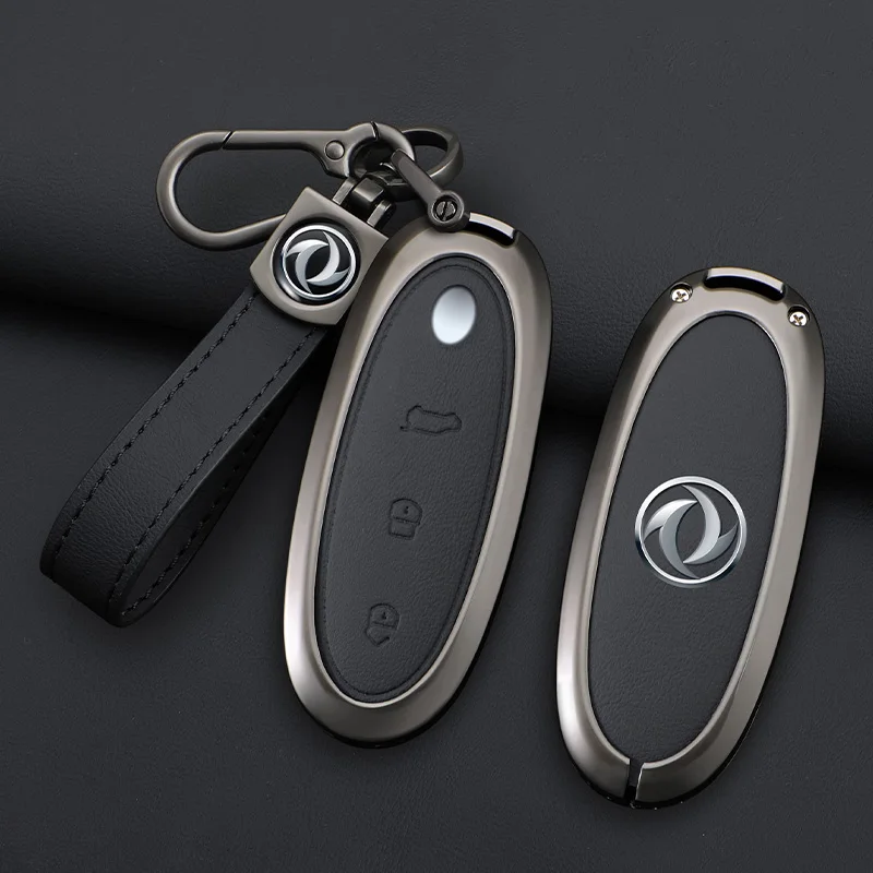 3 Buttons Zinc Alloy + Leather Car Key Case Cover Shell Skin Holder For 2024 Dongfeng NAMMI 01 new Energy Remote Key Protection