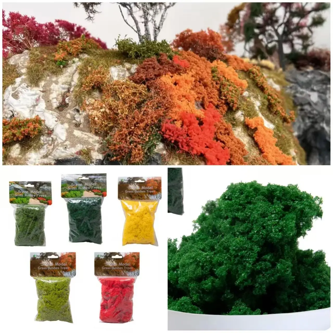 20g Tree Powder Model Miniature Shrubs Bushes Terrain Model Kit for DIY Modeling/Railway Train Layout/Wargaming Scenery/Dioramas