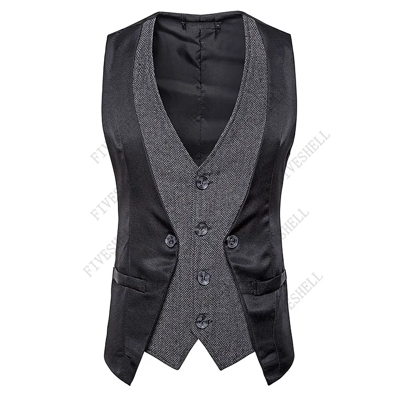 2023 Men\'s suit vest fake two-piece double breasted vest men\'s business gentleman vest men\'s party wedding Gilet men\'s clothing