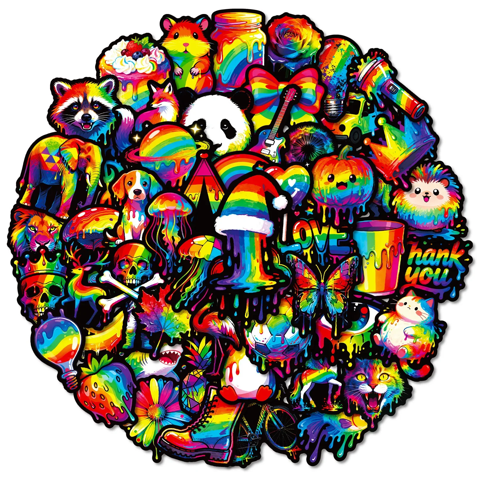 

10/56PCS Creative Personality Shines Brightly Stickers Animal Vegetables Max Cartoon Decal DIY Luggage Phone Guitar Scrapbook Cu