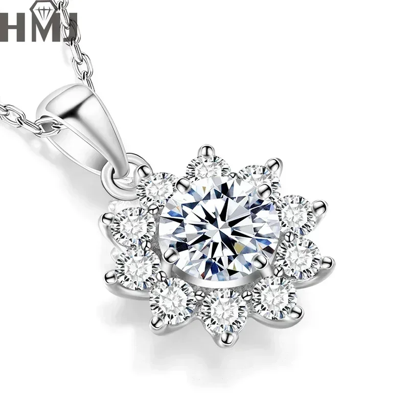 D Color Moissanite Diamond 6.5mm 1CT Necklace For Woman Pendant 925 Silver Necklace For Women Chains Party Bridal Fine Jewelry