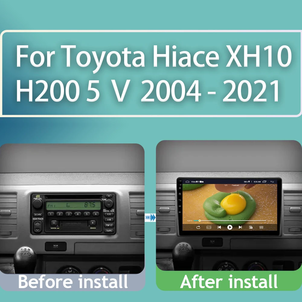 For Toyota Hiace XH10 H200 5 Ⅴ 2004 - 2021 Android Auto Carplay Car Radio GPS Navigation Multimedia Player Camera 4G NO 2din DVD