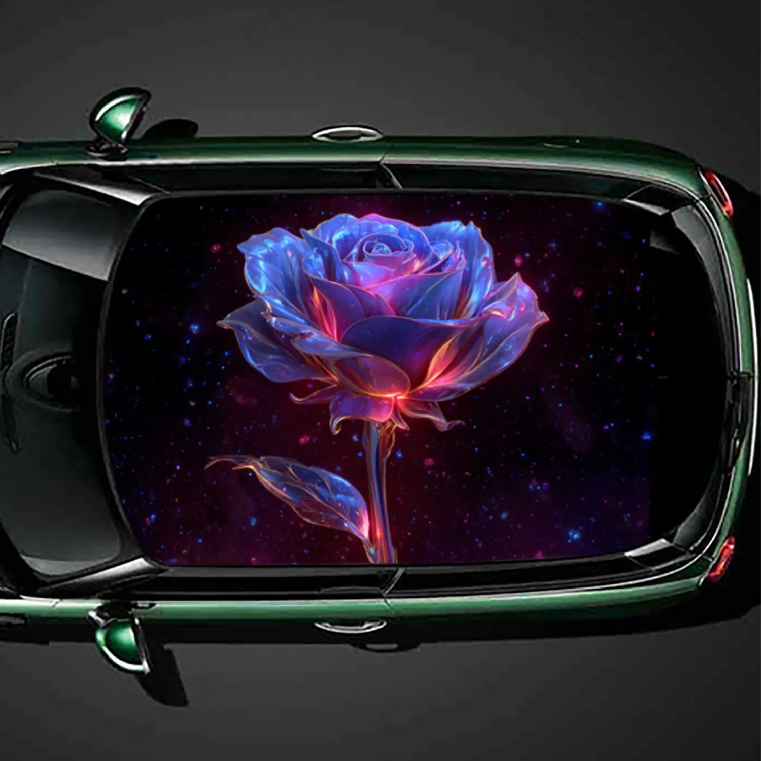 

Очаровательная виниловая наклейка на крышу автомобиля с розой, автонаклейка, художественное украшение автомобиля, самоклеящиеся водонепроницаемые внешние аксессуары для автомобиля