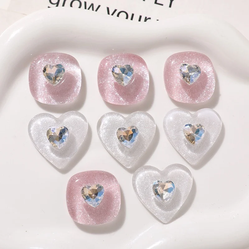 Wholesale 50pcs/lot color pattern print geometry hearts square shape resin cabochon diy jewelry garment hair accessory