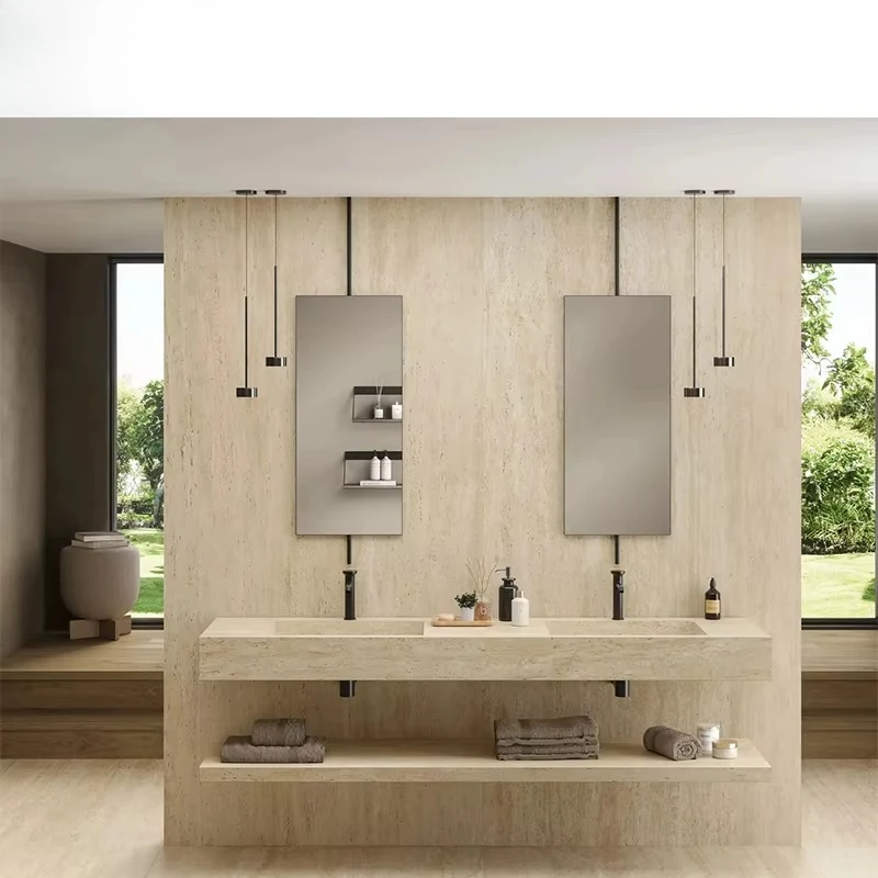 Heat-resistant travertine bathroom countertop vanity bathroom living room villa interior