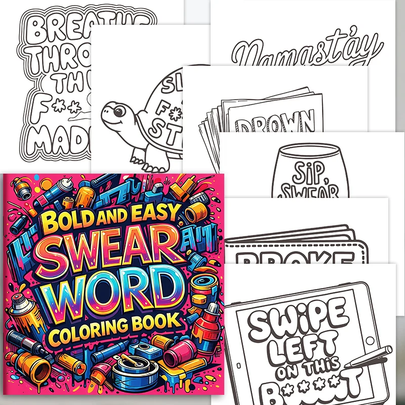 32 Pages Bold And Easy Swear Word Graffiti Coloring Book For Adults Stress Relief Anti-Anxiety Art Therapy Gift image 5