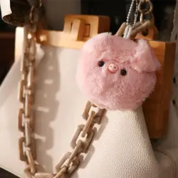 Small Pig Head Small Pig Head Plush Pendant Soft Plush Animal Keychain Pig Head Bag Pendant Little Fresh Car Key Chain