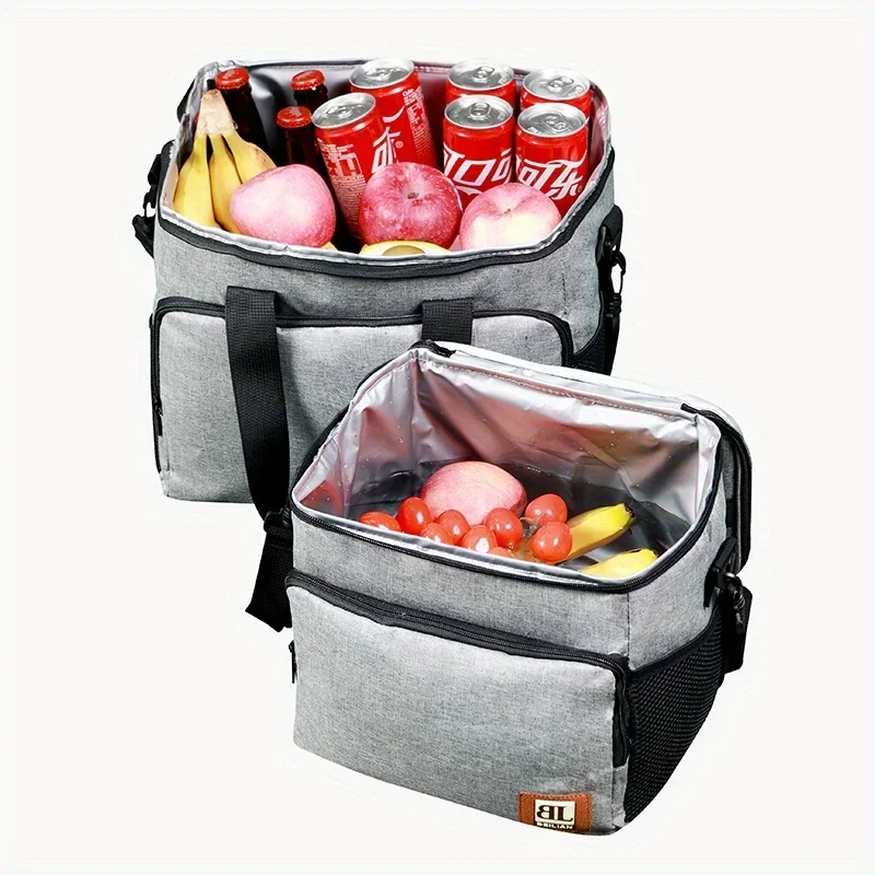 Large Insulated Cooler Portable Lunch Bag, Outdoor Thermal Picnic Tote With Aluminum Foil Lining, Foldable Hand-carry Ice Pack