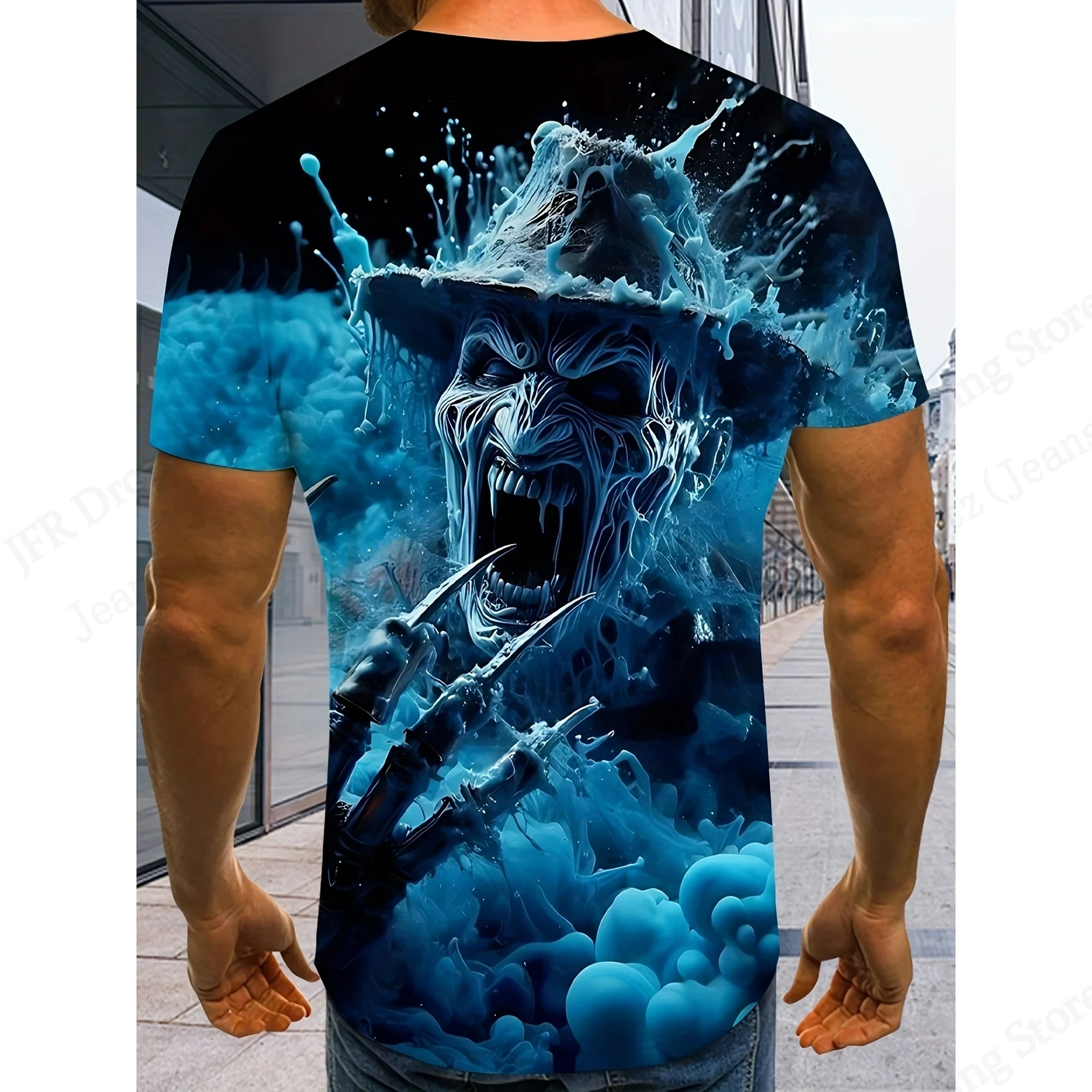 

Футболка с черепом, винтажная футболка с 3d принтом Хэллоуина Джейсона Вурхиса, мужская и женская модная повседневная футболка с короткими рукавами, детская одежда, новинка