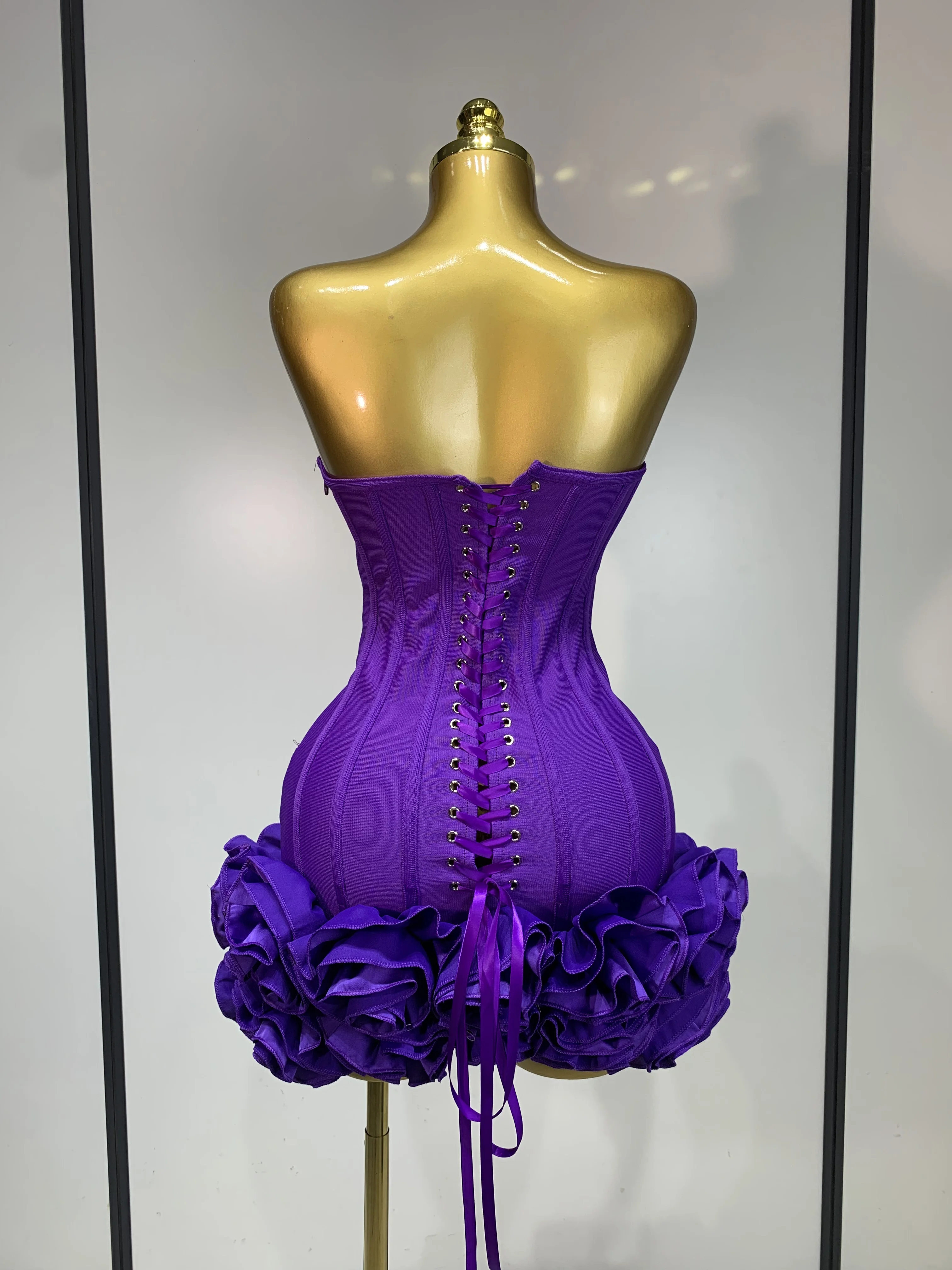 Women Sexy Strapless Backless Flower Embellished Mini Bandage Dress Bodycon Celebrity Party Cocktail Evening Party Club Dresses 207 S47f567a70ba648789c0336474576c467e