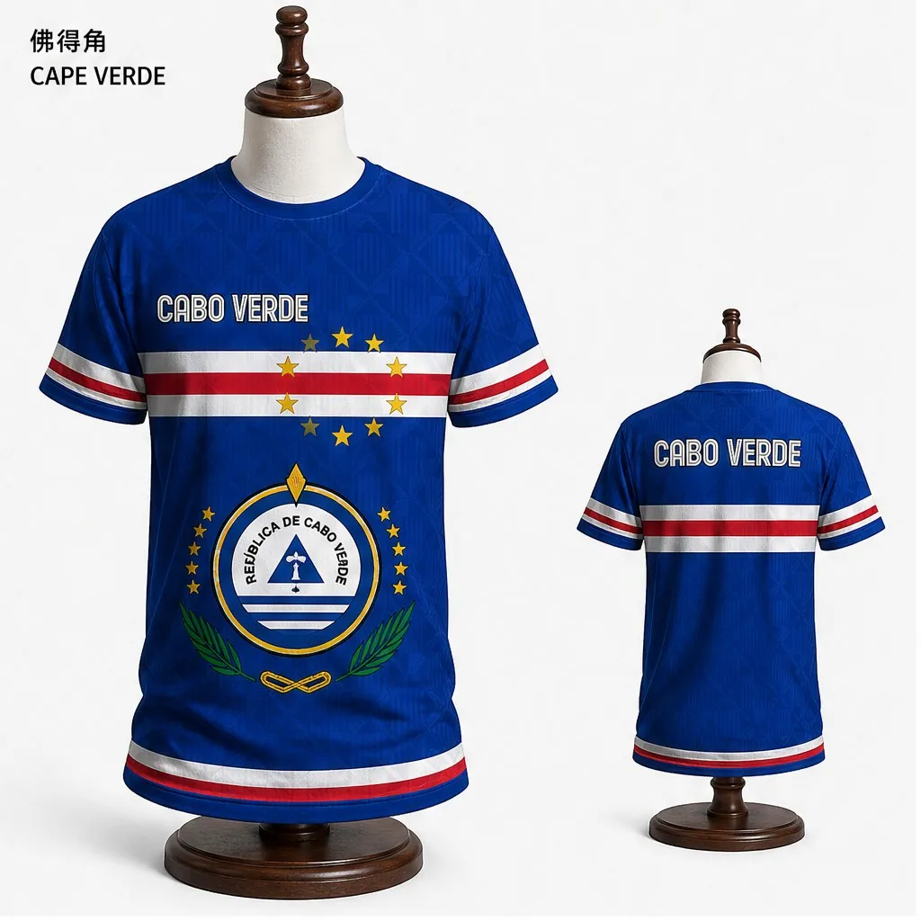 Mens Cabo Verde Crew Neck T Shirt Stripe Crest Print Short Sleeve Casual Top Classic Style Graphic Front Back Streetwear For Men