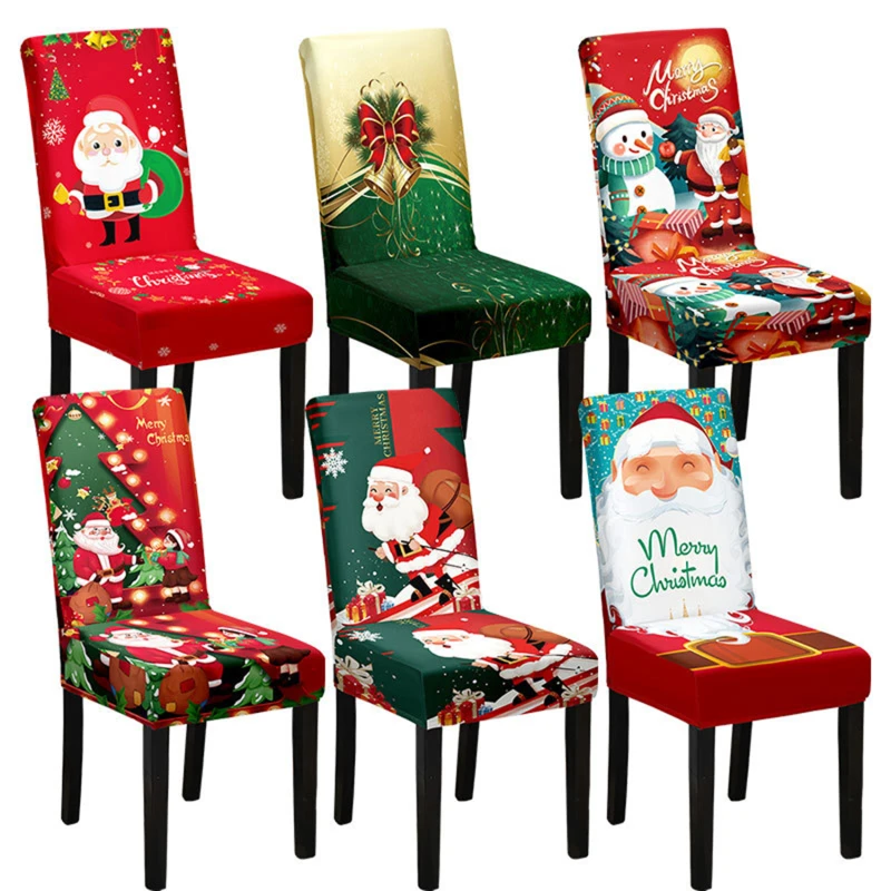 Christmas Chair Cover Full Package Applicable Decoration Elastic Chair Covers High Back Dining Chair Cover Atmosphere