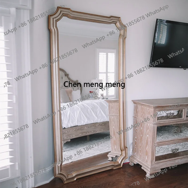 Large Full-Length Mirror for Living Room, Cloakroom, Home Use, Customizable European and American French Style