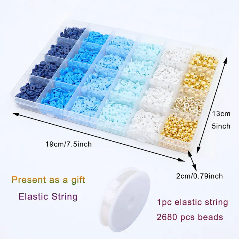 

Набор браслетов из синих глиняных бусин, плоские глиняные бусины и золотые бусины-разделители для ювелирных изделий, изготовление браслетов дружбы своими руками, поделки