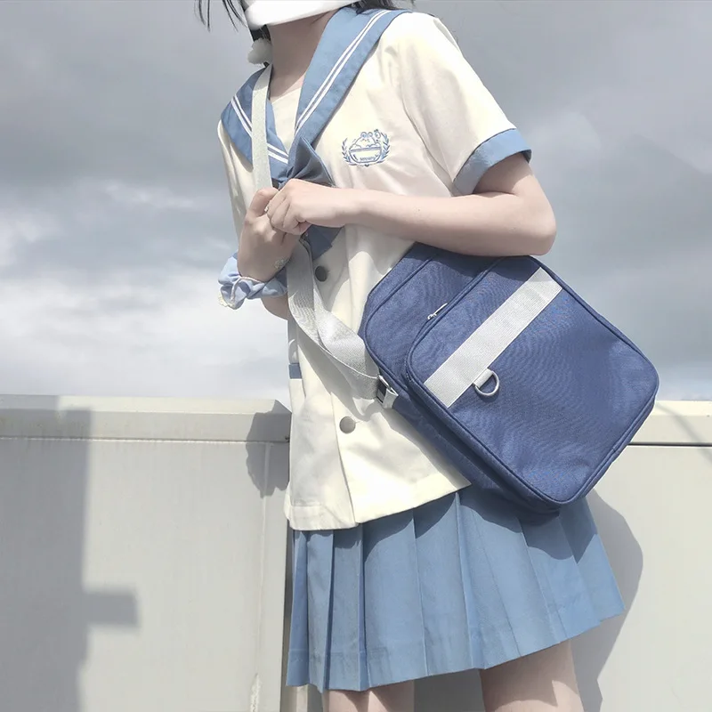 Klassische Harajuku JK Tasche Crossbody Mädchen Japanischen Schulter Tasche für Jugendliche Frauen Anime Kleine Blaue Uniform Tasche Buch Tasche