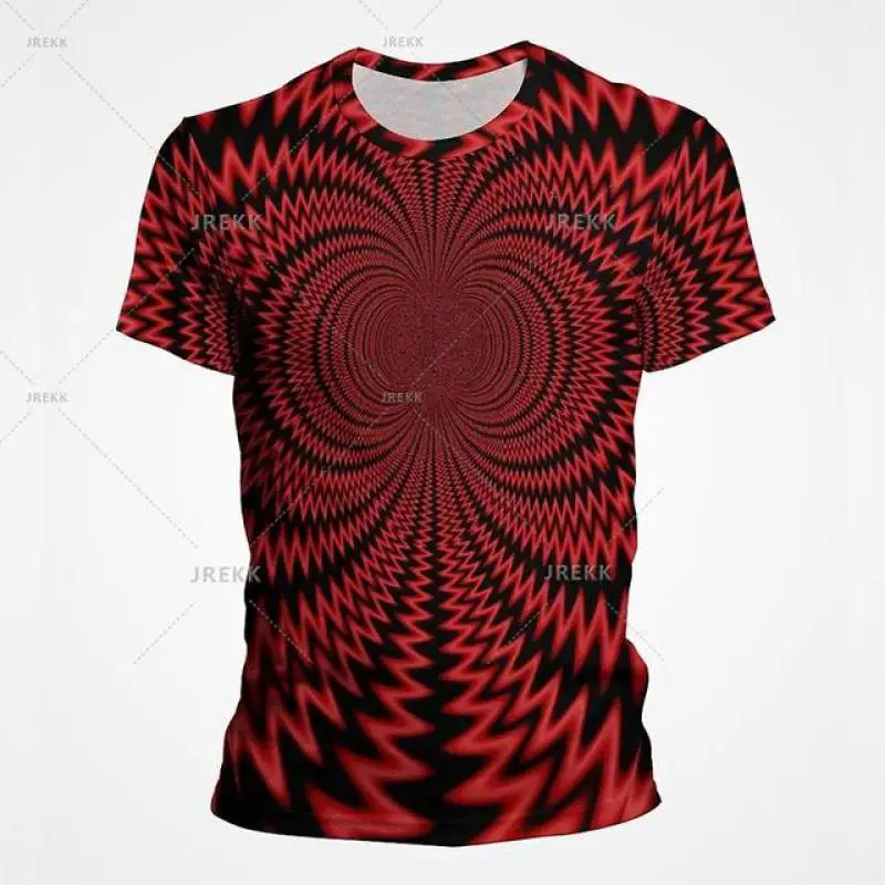 Herren-T-Shirt mit abstraktem Wirbel-Gradienten-Print, Rundhalsausschnitt, kurzen Ärmeln, trendigem, lässigem Design und mehreren psychedelischen Mustern – Detail 6