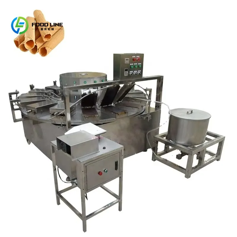 Commercial Electric High Output Bakery Line for Continuous Production of Crispy Egg Rolls Waffle Sheets and Formed Cones Machine
