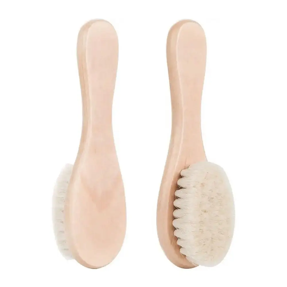 Peine de baño para bebé, cepillo de pelo de lana Natural pura, masajeador de madera, regalo de registro