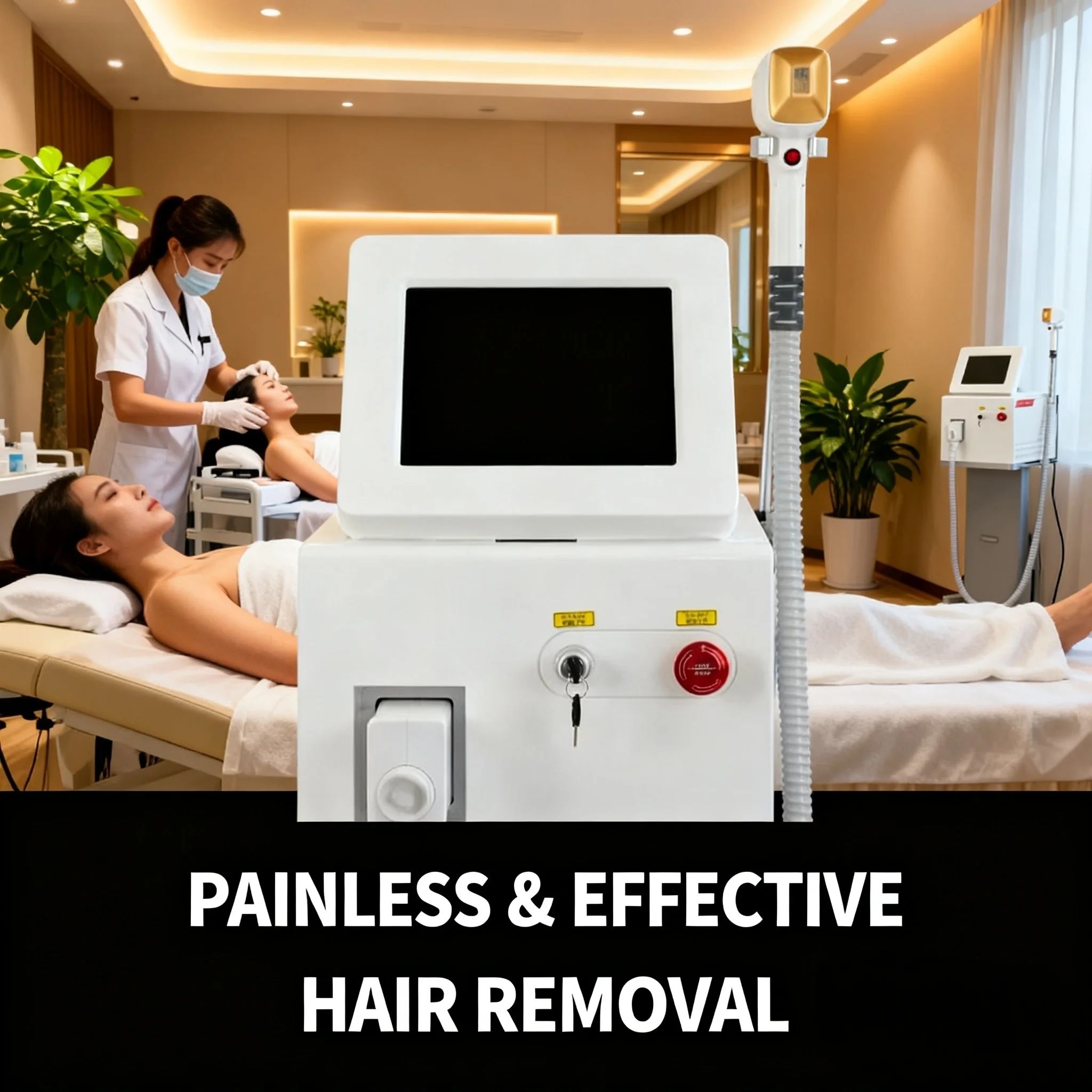 تعزيز المنتج الجديد 3500 واط ديود جهاز إزالة الشعر بالليزر 755nm/808nm/1064nm كفاءة إزالة الشعر الدائم للاستخدام المنزلي 001