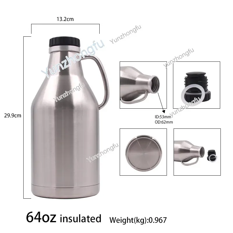 304 Mini Beer Barrel Double-Layer Vacuum Heat and Cold Insulation Outdoor Wine Ladle Bar Restaurant Wine Bucket Equipment