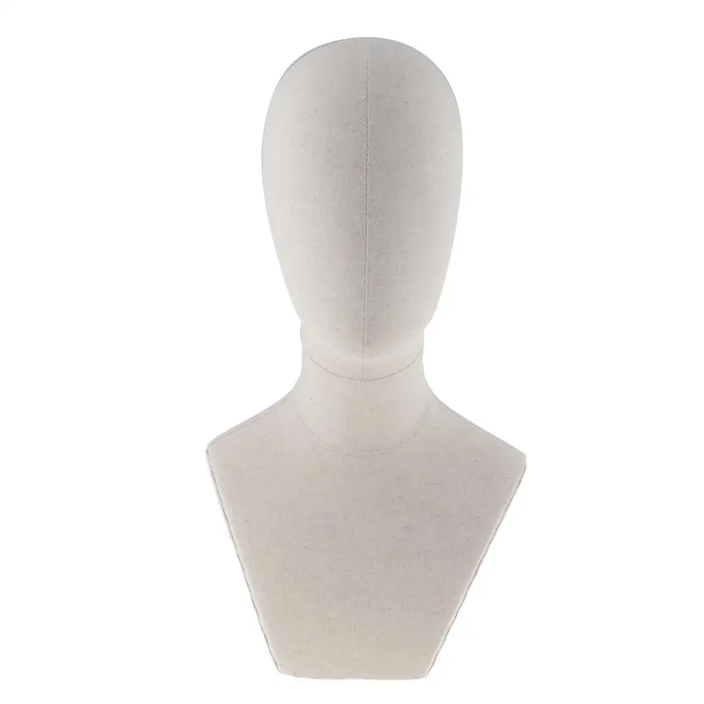 20 Inch Canvas Mannequin Head with Shoulder Bust Hat Holder Model for Wigs Making Jewelry Display Clothing Store